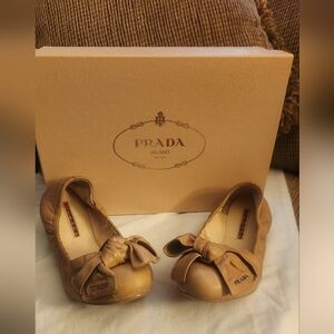 Prada Women's Brown Bow Loafers